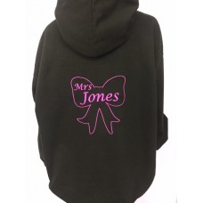 Ladies Embroidered Bow Design Personalised Hoodie